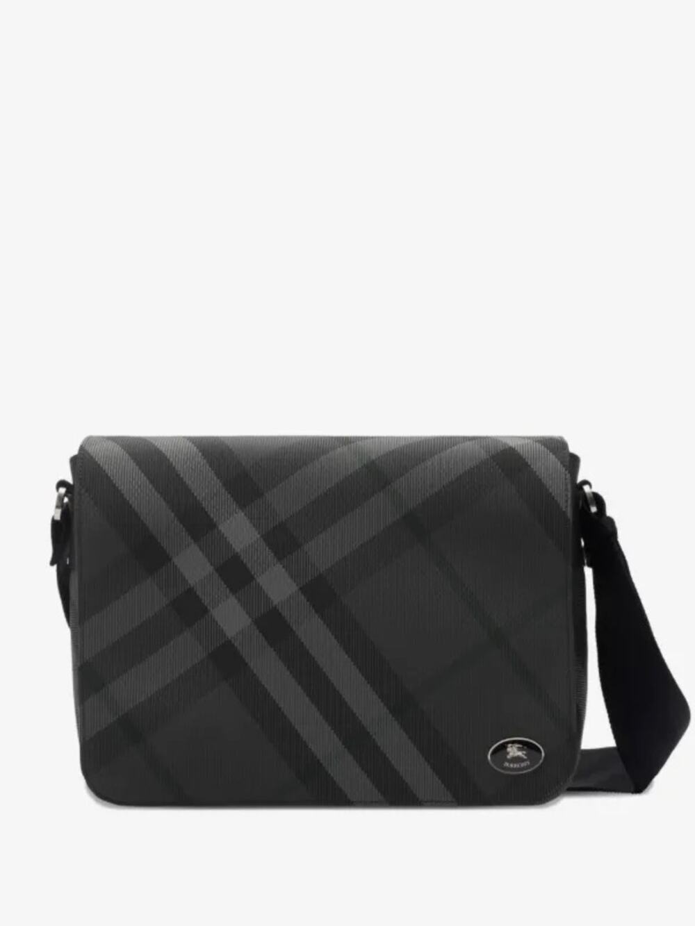 Black Men's Plaid Crossbody Messenger Bag